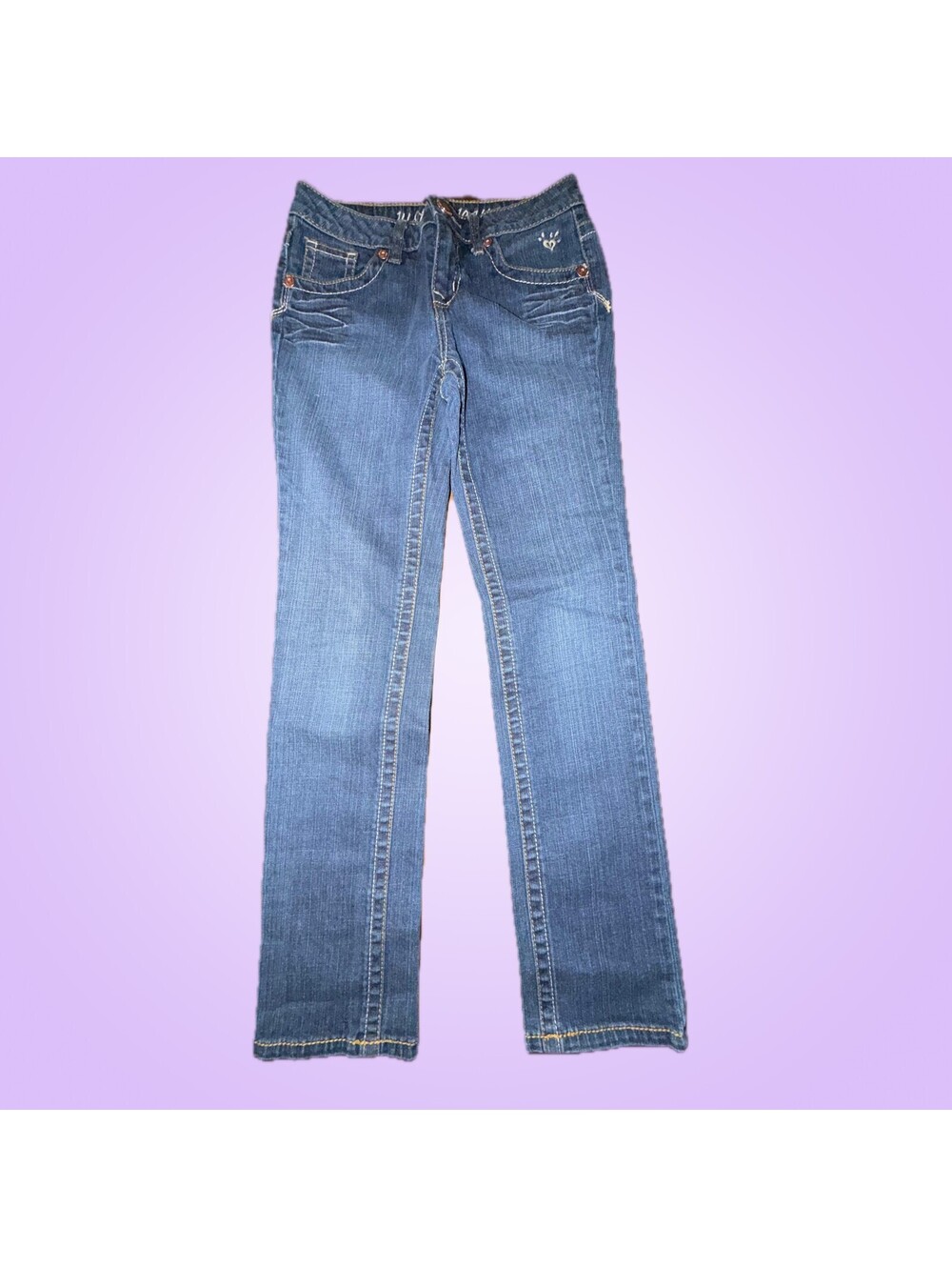 Justice Girls Size 12R Medium Wash Bootcut Jeans with Contrast Stitching